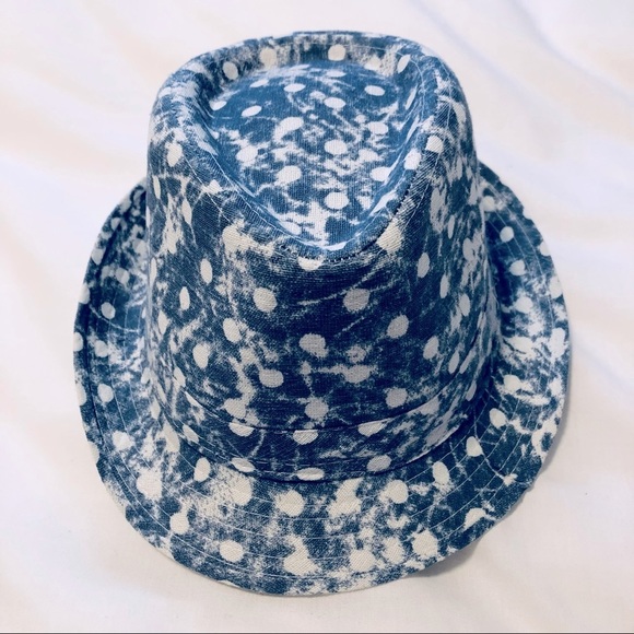 Other - Large size 58 cm Mens/Ladies Fedora Hat Blue Dots